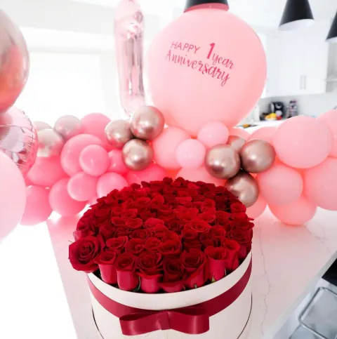 Brandon Harding and Jordy Dix's First Anniversary flowers and balloons. 