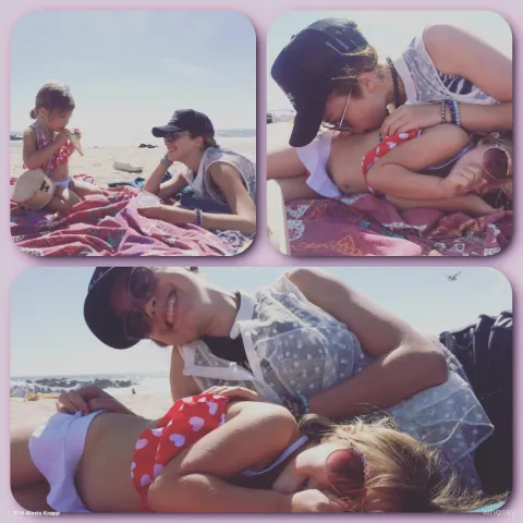Alexis Knapp with Her Daughter, Kai Knapp at the Beach.