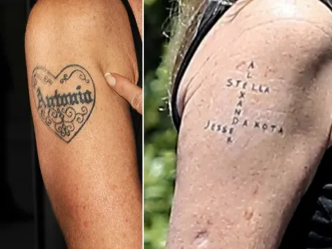 Melanie Griffith's Tattoos - before and after. 