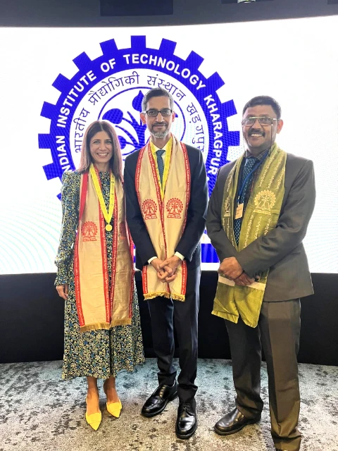 Sundar and Anjali Pichai receive honorary award from IIT Kharagpur. 