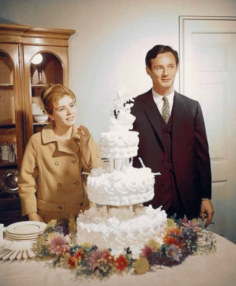 Harry Falk and Patty Duke during their wedding in 1965.