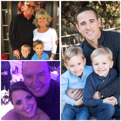 Collage of BreAnne LaFleur's husband, kids, dad, and in-laws. 